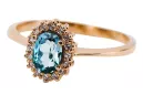 Anneau Artisanat vintage Aigue-marine Or rose 14 carats vintage d'origine crc009r