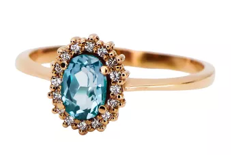 Aquamarine Ring originální vinobraní 14k produkt s růžovými zlaté vinobraní crc009r stylu