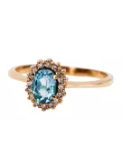 Anneau Artisanat vintage Aigue-marine Or rose 14 carats vintage d'origine crc009r