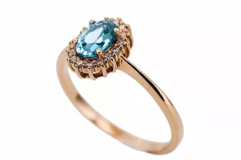 Acvamarin Original vintage din aur roz de 14k Inel Stil Vintage crc009r
