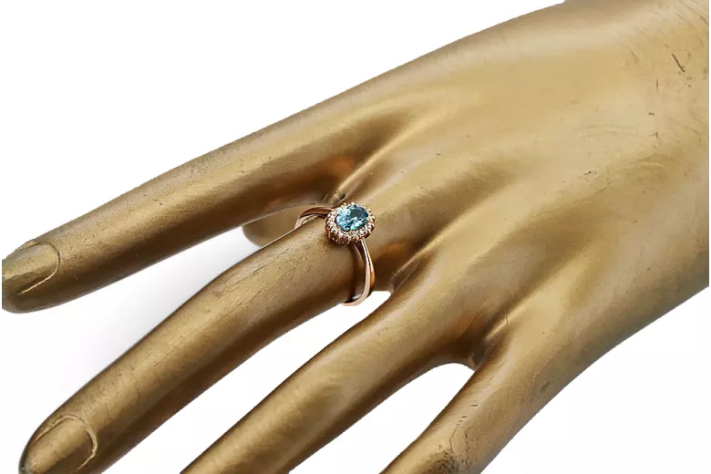 Aquamarine Original Vintage 14K Rose Gold Ring Vintage craft crc009r