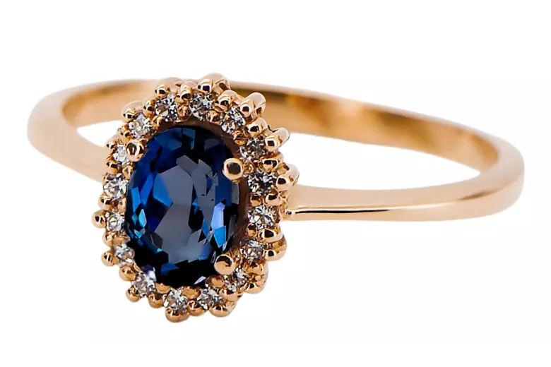 Originales Vintage-Roségold aus 14 Karat Saphir Ring Vintage crc009r