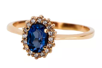 Ring Sapphire Original Vintage 14k s růžovými zlaté vinobraní CRC009