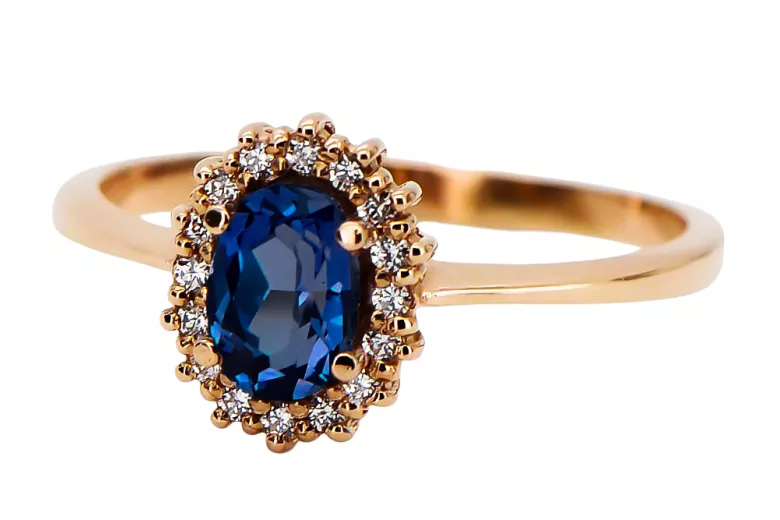 Originales Vintage-Roségold aus 14 Karat Saphir Ring Vintage crc009r