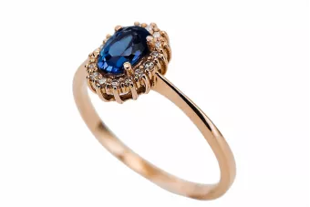 Zafiro Oro rosa antiguo original de 14k Anillo Vintage crc009r