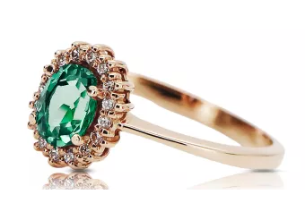 Кольцо Винтаж стиль Изумруд Оригинальное винтажное розовое золото 14 карат crc009r