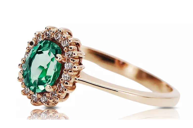 Anneau Émeraude Or rose 14 carats vintage d'origine Vintage crc009r