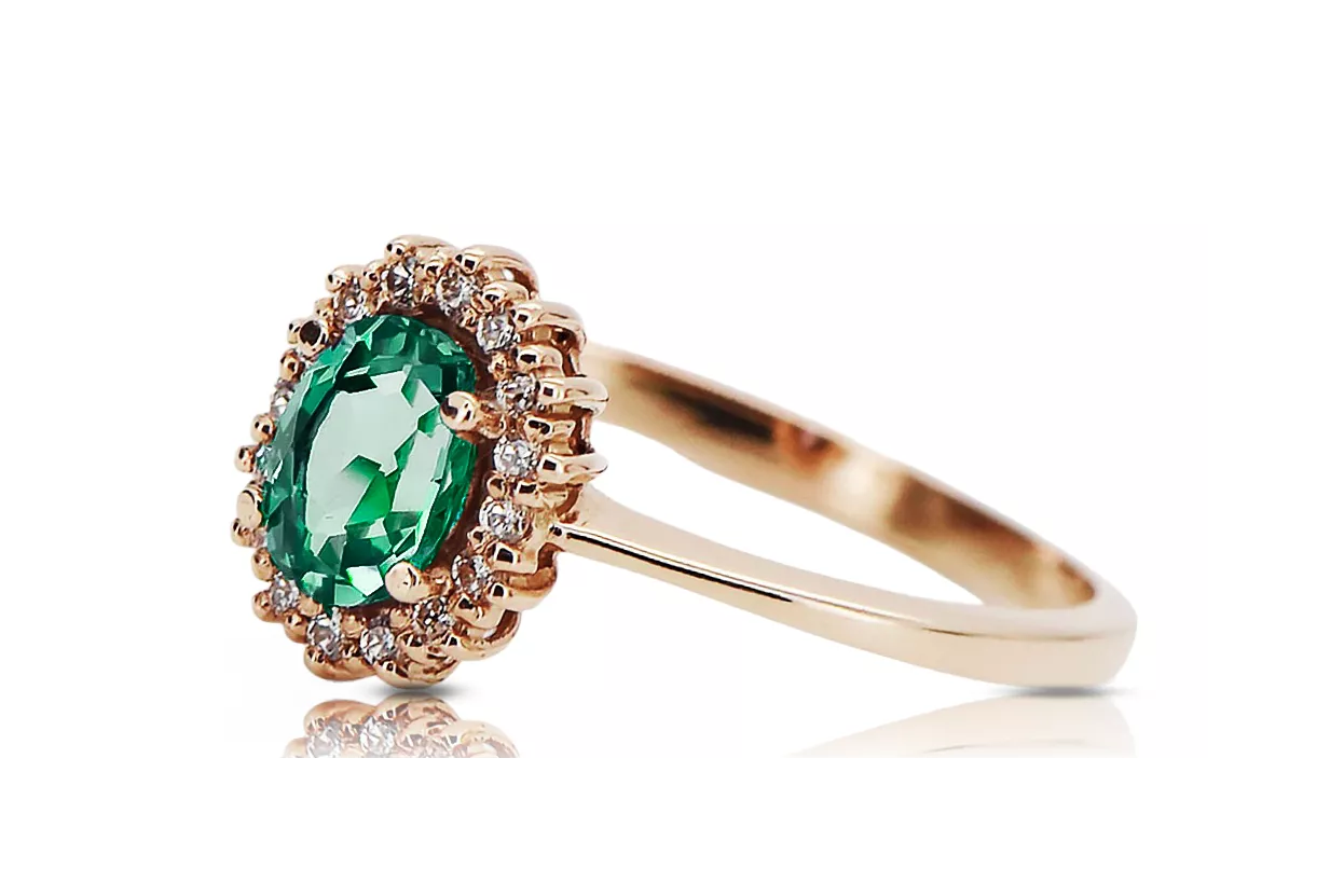 Inel Vintage bijuterii Smarald Original vintage din aur roz de 14k crc009r Inel Vintage bijuterii Smarald Original vintage din aur roz de 14k crc009r