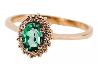 Žiedas Vintažinis stilius Smeraldai Originalus 14k rožinio aukso vintage crc009r