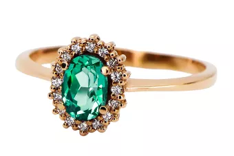 Žiedas Vintažinis stilius Smeraldai Originalus 14k rožinio aukso vintage crc009r