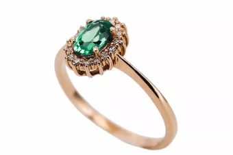 Žiedas Vintažinis stilius Smeraldai Originalus 14k rožinio aukso vintage crc009r