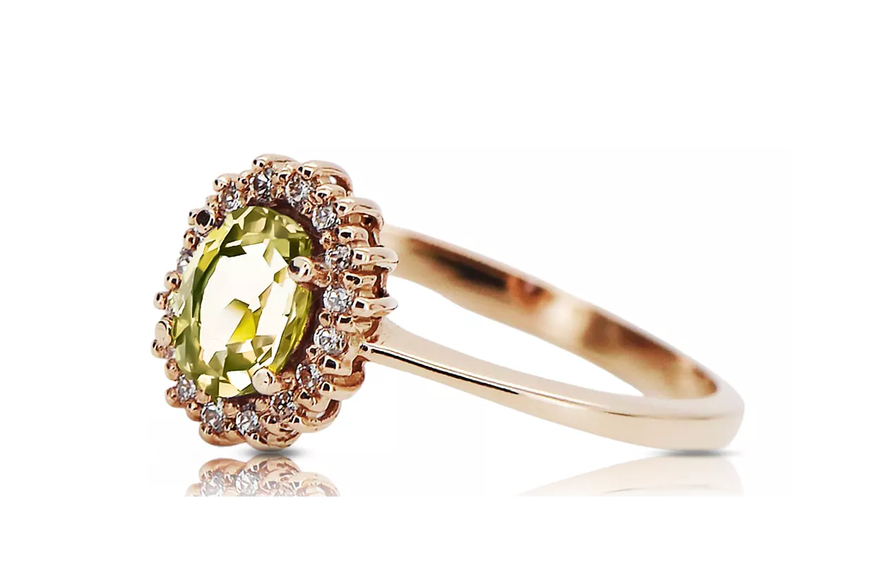 Vintažiniai papuošalai Žiedas Geltonasis peridotas Originalus 14k rožinio aukso vintage crc009r Vintažiniai papuošalai Žiedas Geltonasis peridotas Originalus 14k rožinio aukso vintage crc009r