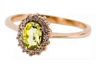 Ring Vintage Schmuck Gelber Peridot Originales Vintage-Roségold aus 14 Karat crc009r