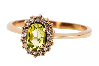Ring Vintage Schmuck Gelber Peridot Originales Vintage-Roségold aus 14 Karat crc009r