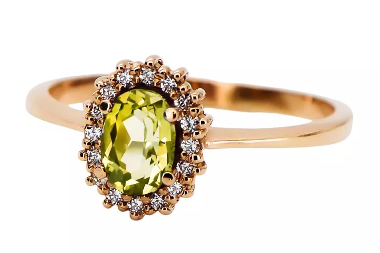 Original Vintage 14K Rose Gold Yellow Peridot Ring Vintage crc009r