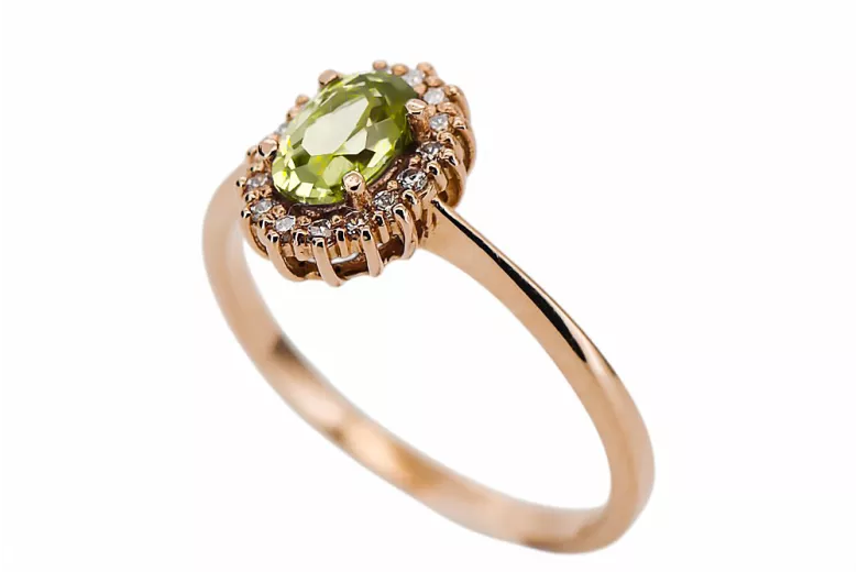 Original Vintage 14K Rose Gold Yellow Peridot Ring Vintage crc009r