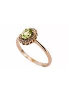 Vintažiniai papuošalai Žiedas Geltonasis peridotas Originalus 14k rožinio aukso vintage crc009r
