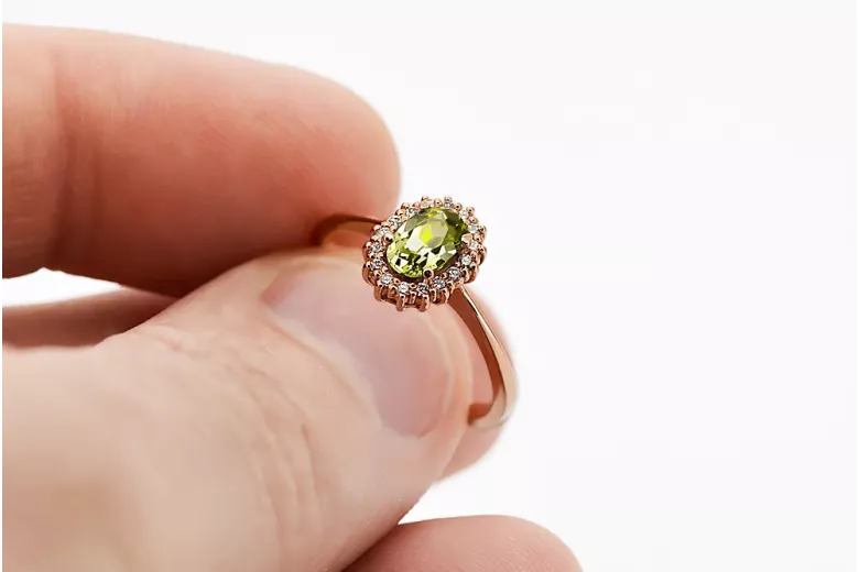 Original Vintage 14K Rose Gold Yellow Peridot Ring Vintage crc009r