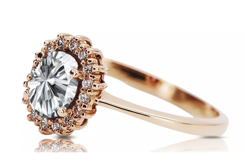 Zircon Or rose 14 carats vintage d'origine Anneau Vintage crc009r