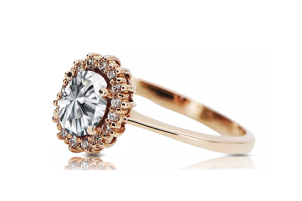 Zircon Or rose 14 carats vintage d'origine Anneau Vintage crc009r Zircon Or rose 14 carats vintage d'origine Anneau Vintage crc009r