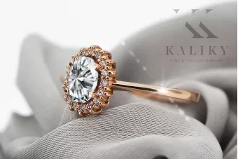 Оригинално ретро 14k розово злато Циркон Пръстен Винтидж crc009r