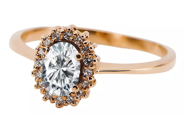 Zircon Or rose 14 carats vintage d'origine Anneau Vintage crc009r