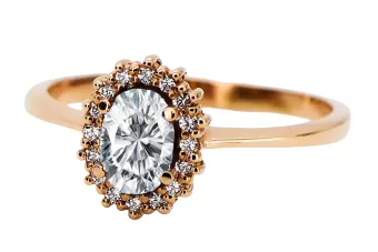 خاتم زركونيا الذهب الوردي الأصلي حرف يدوية فينتاج crc009r