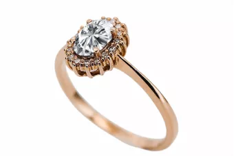 Circón Oro rosa antiguo original de 14k Anillo Vintage crc009r