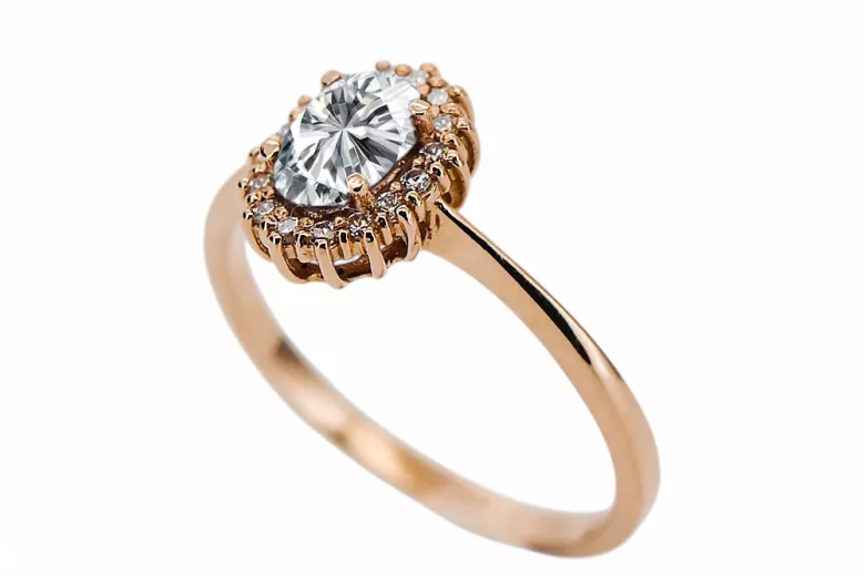 Zircon Or rose 14 carats vintage d'origine Anneau Vintage crc009r