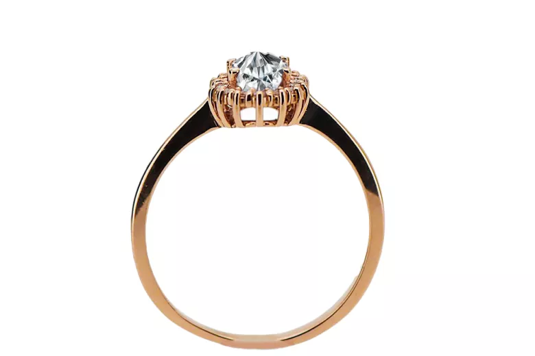 Zircon Or rose 14 carats vintage d'origine Anneau Vintage crc009r