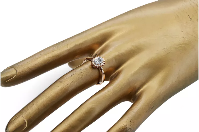 Zircon Or rose 14 carats vintage d'origine Anneau Vintage crc009r