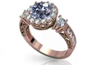 خاتم الكسندريت الأصلي من الذهب الوردي عيار 14 قيراطًا من Vintage crc003r