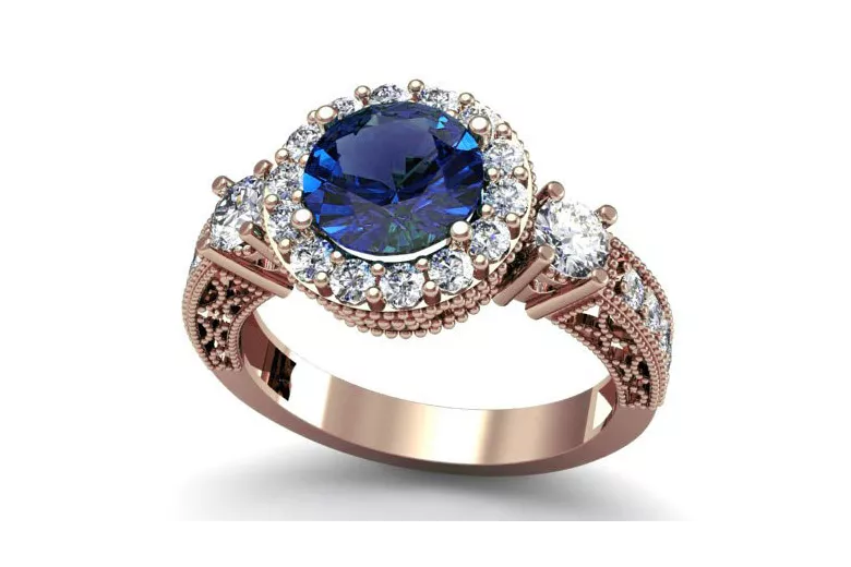 Original Vintage 14K Rose oro Alexandrite anillo Vintage crc003r