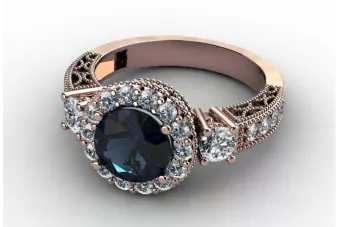 Originalus vintage 14K Rose Gold Aleksandrito žiedas Vintage crc003r