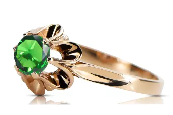 Αυθεντικό vintage δαχτυλίδι με ροζ χρυσό 14 καρατίων και σμαράγδι Vintage vrc004r