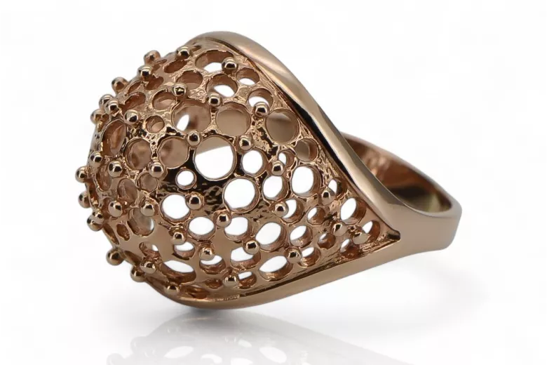 Bague vintage en or rose 14 carats 585 avec diamants russes soviétiques vrn005
