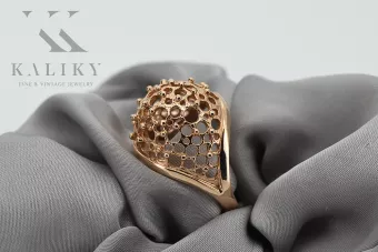Inel vintage din aur de 14k 585, cu trandafir sovietic rusesc, vrn005