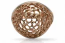Bague vintage en or rose 14 carats 585 avec diamants russes soviétiques vrn005