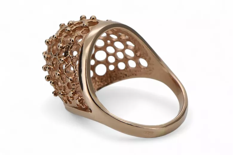 Bague vintage en or rose 14 carats 585 avec diamants russes soviétiques vrn005