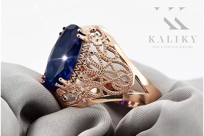 Vintage Ring Sapphire Original Vintage 14K Rose Gold vrc074r