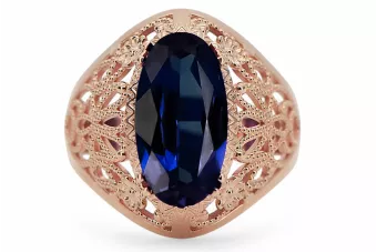 Oryginalny wyrób Vintage 14k z różowego złota Szafir Pierścionek Vintage vrc074r