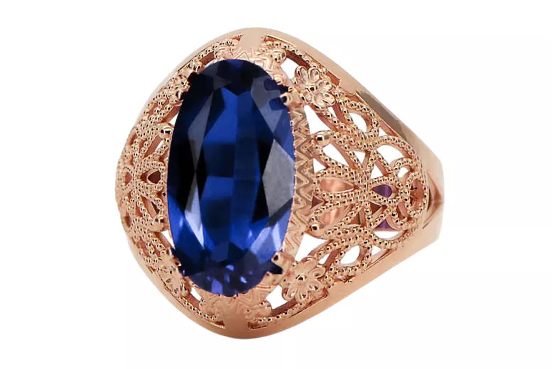 Vintage Ring Sapphire Original Vintage 14K Rose Gold vrc074r