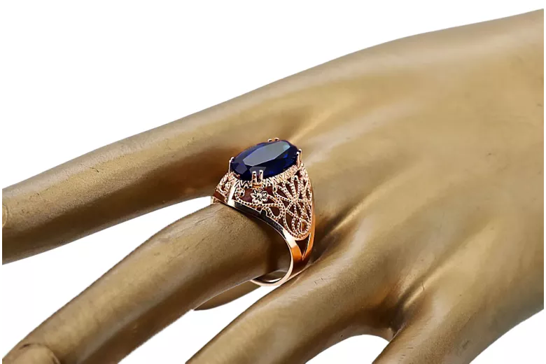 Anillo Zafiro Oro rosa antiguo original de 14k Estilo vintage vrc074r