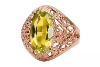 Gelber Peridot Originales Vintage-Roségold aus 14 Karat Ring Vintage Stil vrc074r