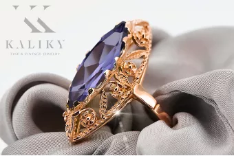 Пръстен Александрит Оригинално ретро 14k розово злато Винтидж бижута vrc005r