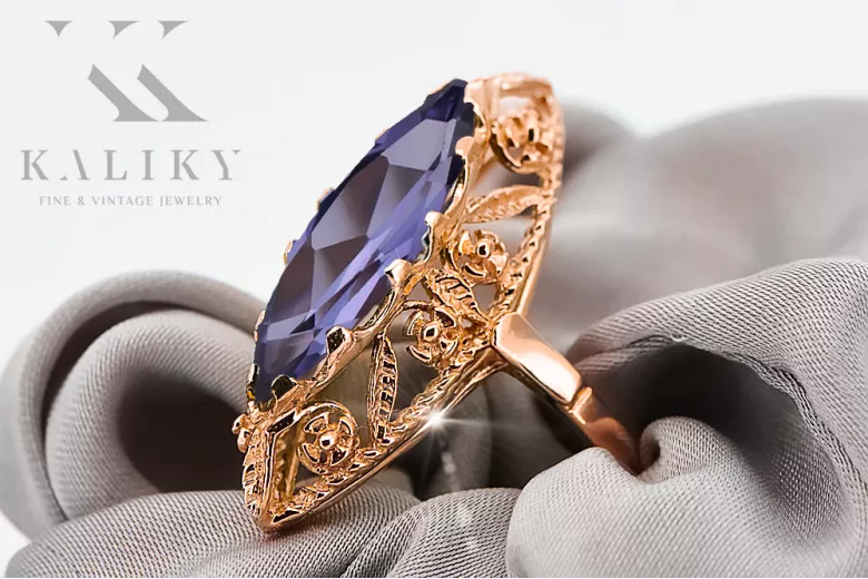 Alexandrite Original Vintage 14K Rose Gold Ring Vintage Jewlery vrc005r