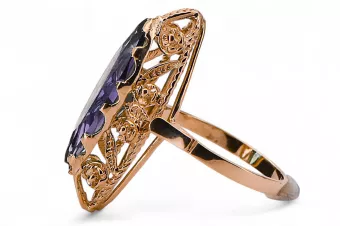 Originalus 14k rožinio aukso vintage Alksandritas Žiedas Vintažiniai papuošalai vrc005r