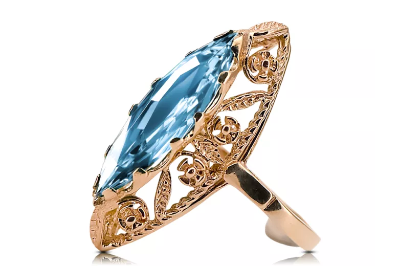 Aquamarine Original Vintage 14K Rose Gold Ring Vintage style vrc005r