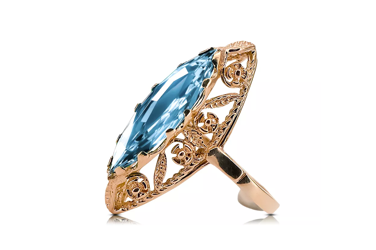 Aquamarine Original Vintage 14K Rose Gold Ring Vintage style vrc005r Aquamarine Original Vintage 14K Rose Gold Ring Vintage style vrc005r