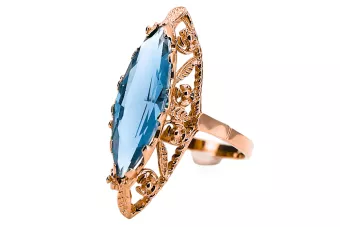 Anillo Joyería vintage Aguamarina Oro rosa antiguo original de 14k vrc005r